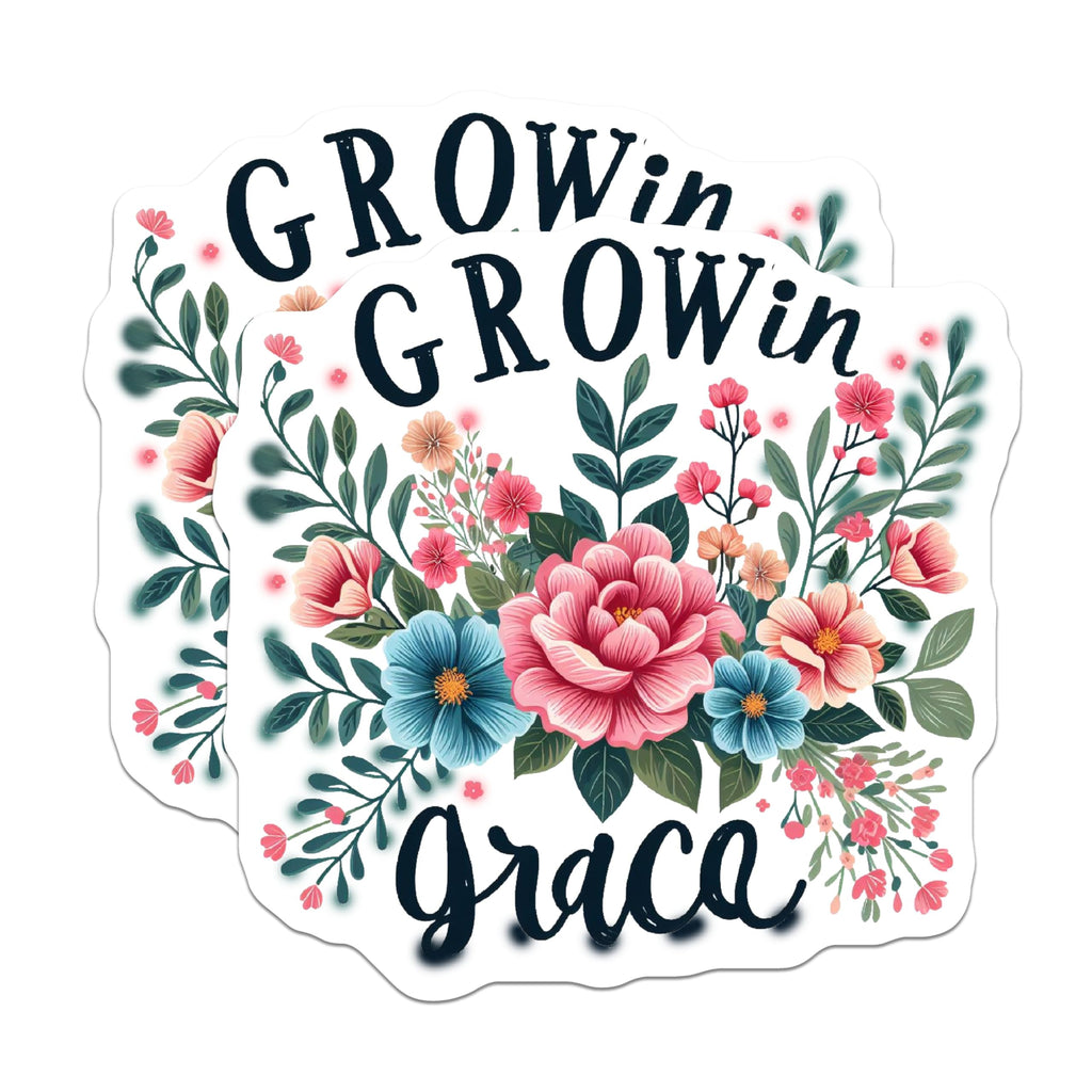 (2 Pack) Grow in Grace Magnets - Floral Magnet Design - Inspirational Message Home - 5" On Longest Side - for Cars, Fridges, Toolboxes - Made in USA - MAG4080