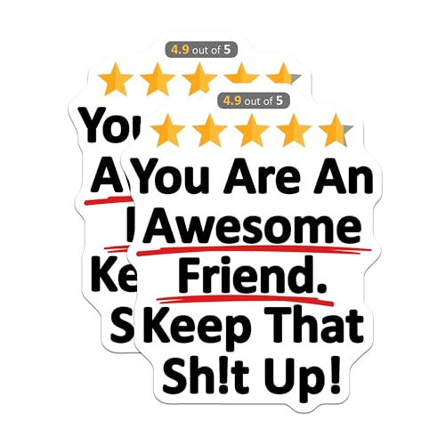 (2 Pack) You are an Awesome Friend Stickers - Encouragement Message - Motivational Quote Stickers for Friends - 5" On Longest Side - Sticks to Smooth Flat Surfaces - Made in USA - BMCS9347