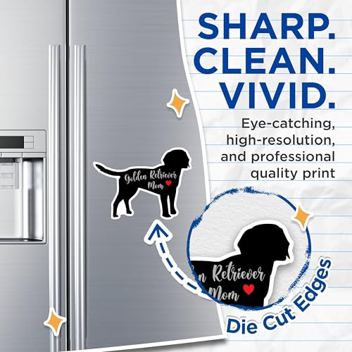 (2 Packs) Golden Retriever Mom Magnets - Golden Retriever Dog Magnets - 5 Inches On Longest Side - Premium Magnet - for Fridges, Toolboxes, Cars - Made in USA - MAG2475