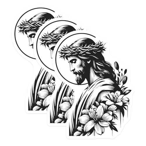 (3 Pack) Jesus Christ Decals - Crown of Thorns - Religious Decals - 3 Inches On Longest Side - Easy Peel & Apply - Made in USA - 3MCS6081