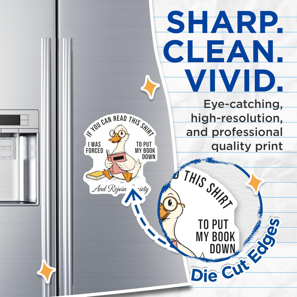 (2 Pack) Bookish Duck Magnets - Funny Animal Quote - Reading Lover Magnets - 5" On Longest Side - Premium Magnet - for Cars, Refrigerators, Toolboxes, Lockers - Made in USA - MAG14014