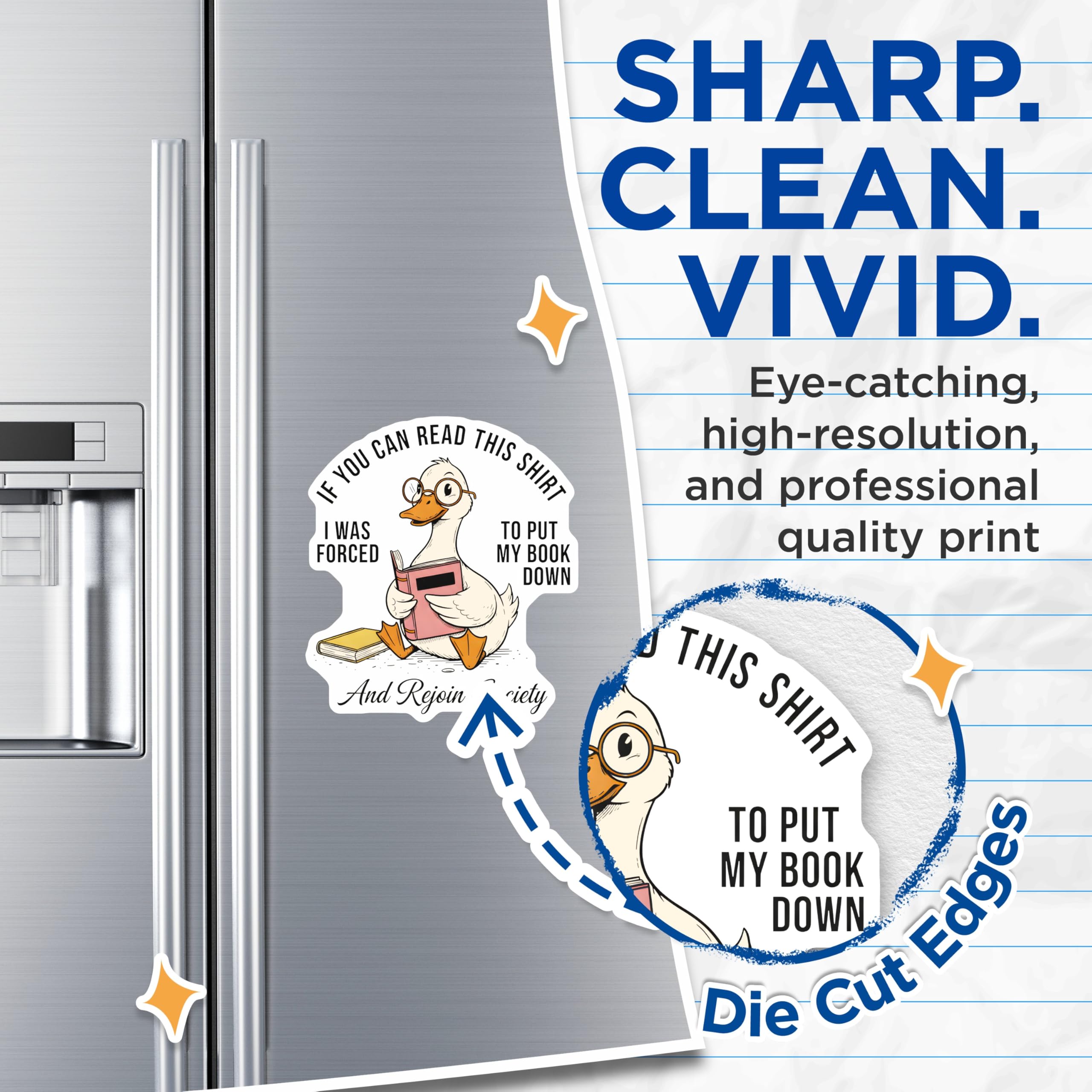 (2 Pack) Bookish Duck Magnets - Funny Animal Quote - Reading Lover Magnets - 5" On Longest Side - Premium Magnet - for Cars, Refrigerators, Toolboxes, Lockers - Made in USA - MAG14014