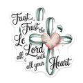 (2 Pack) Trust Lord Heart Cross Magnets - Christian Faith Decor - Inspirational Scripture Magnets - Religious Home Decor - 5 Inches On Longest Side - Thick Durable Magnet - Made in USA - MAG28879