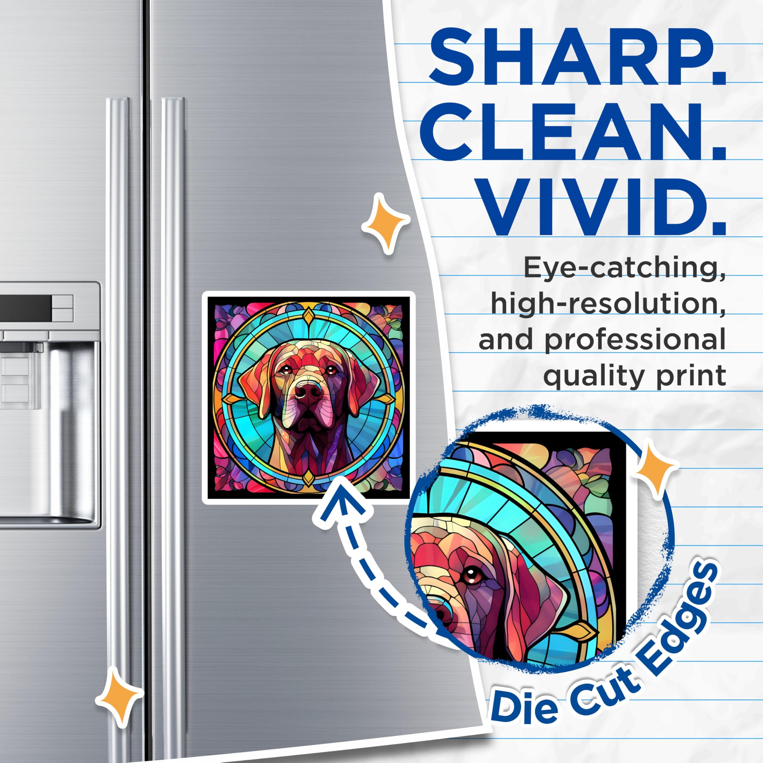 (2 Pack) Labrador Retriever Magnets - Stained Glass Dog - Fridge Magnets - 5" On Longest Side - Premium Magnet - for Cars, Refrigerators, Toolboxes, Lockers - Made in USA - MAG15416