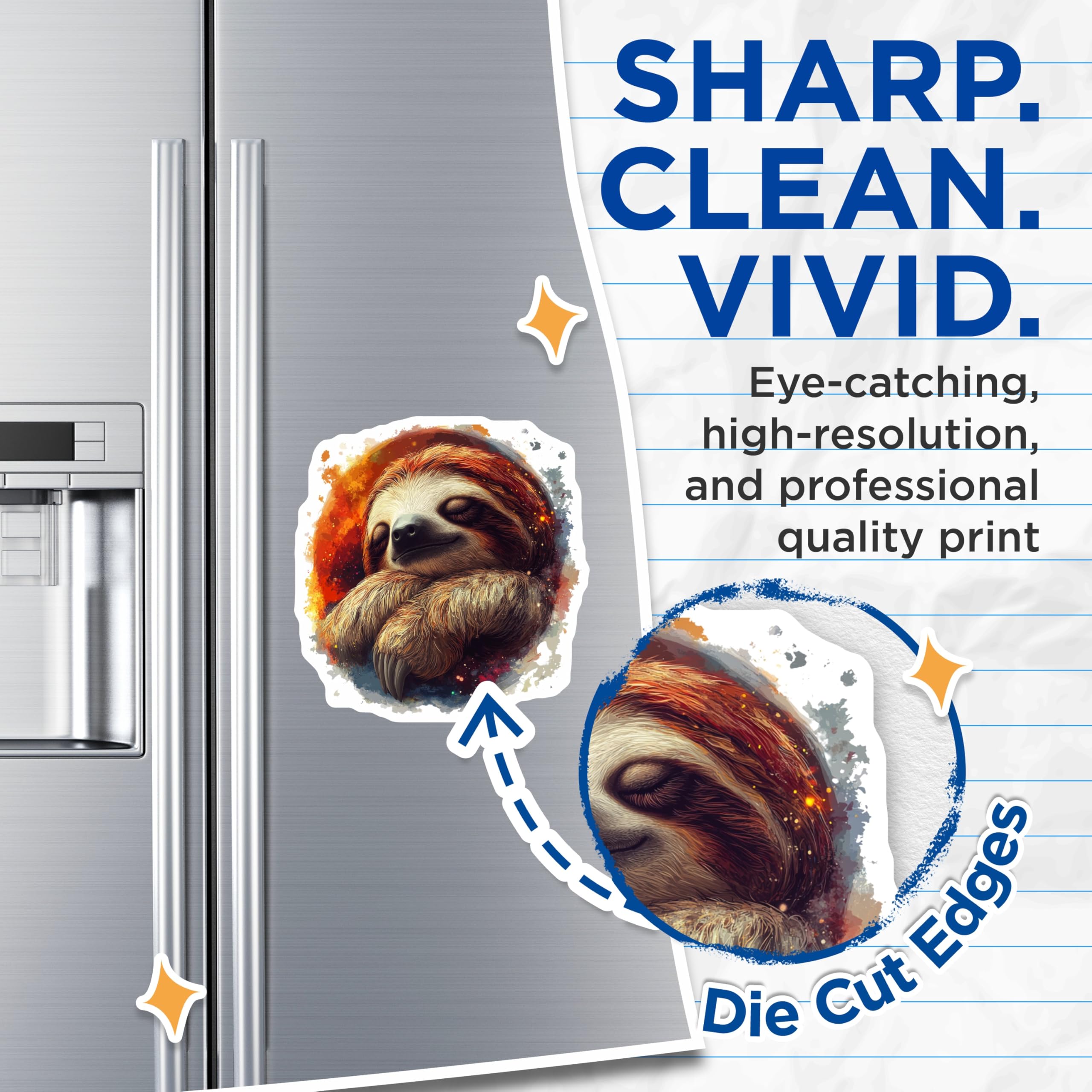 (2 Pack) Sleeping Sloth Magnets - Cute Animal Fridge Decor - Cozy Aesthetic Locker Accessories - 5 Inches On Longest Side - Thick Durable Magnet - Made in USA - MAG26615