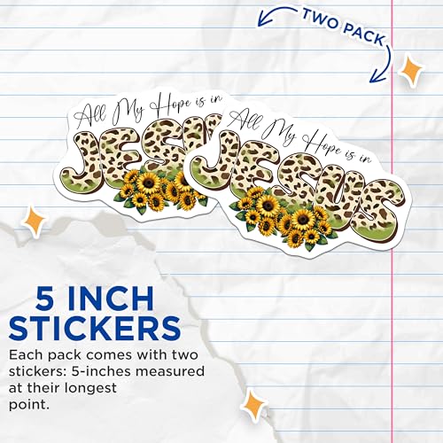(2 Pack) Jesus Stickers - Religious Faith Stickers - All My Hope is in Jesus Decal - 5" On Longest Side - Sticks to Any Smooth Flat Surface - Made in USA - BMCS3114