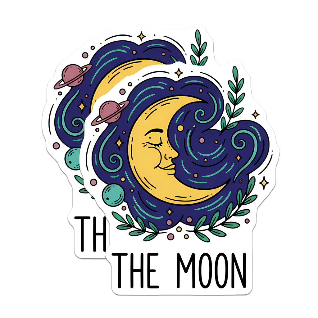 (2 Pack) Celestial Sleepy Moon Face Magnets - Mystical Space Refrigerator Accents - Enchanting Night Sky Emblem - 5 Inches On Longest Side - Thick Durable Magnet - Made in USA - MAG21685