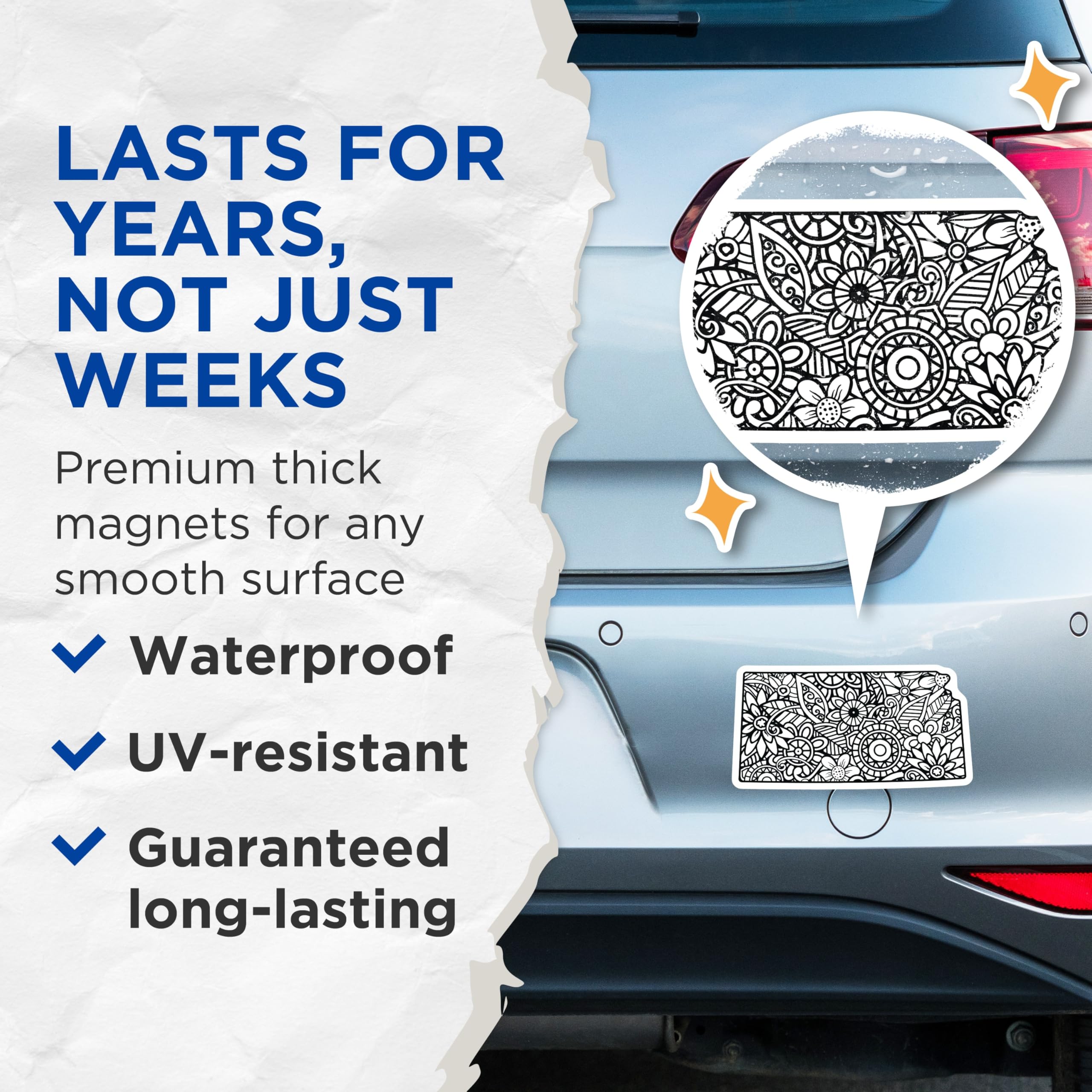 (2 Pack) Kansas State Magnets - Floral Mandala Art Zentangle Outline - Midwest Travel Souvenir - Home Kitchen Decor - 5 Inches On Longest Side - Thick Durable Magnet - Made in USA - MAG19119