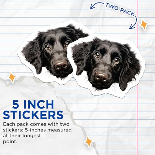 (2 Pack) Dog Lover Stickers - Black Dog Illustration - Cute Pet Decal - 5" On Longest Side - Sticks to Smooth Flat Surfaces - Made in USA - BMCS9946