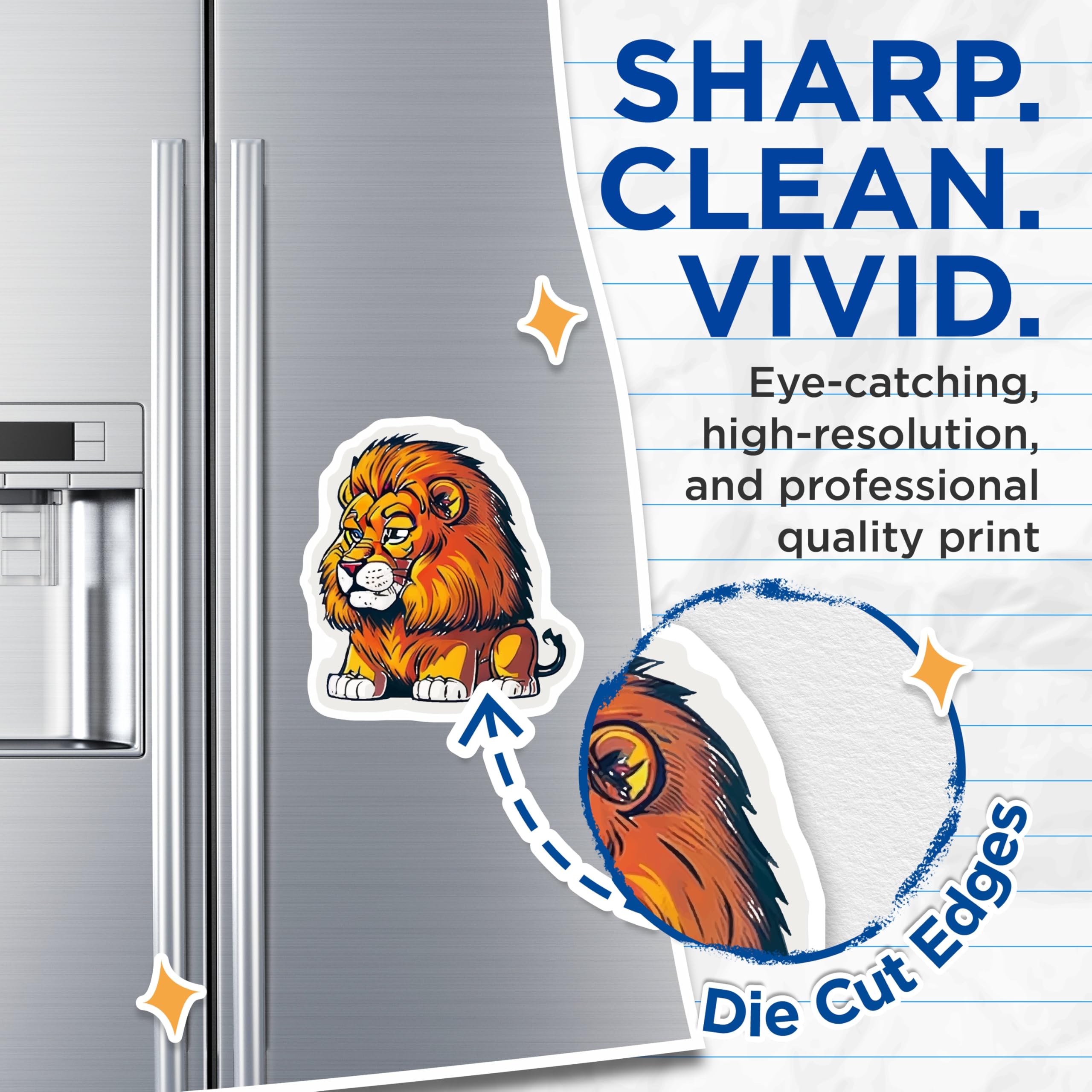 (2 Pack) Cartoon Lion Magnets - Majestic Animal Decor - Refrigerator Locker Accent - 5 Inches On Longest Side - Thick Durable Magnet - Made in USA - MAG21792