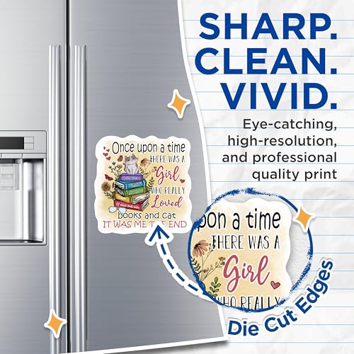 (2 Pack) Cat and Books Magnets - Book Lover Magnets - Cute Cat Magnets - Reading Enthusiast Magnets- 5" On Longest Side - for Fridges, Toolboxes, Cars - Made in USA - MAG3021