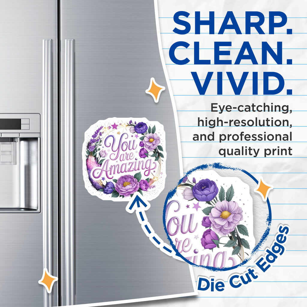 (2 Pack) You are Amazing Magnets - Floral Affirmation - Positive Quote - Inspirational Friend Appreciation Decor - 5 Inches On Longest Side - Thick Durable Magnet - Made in USA - MAG39150