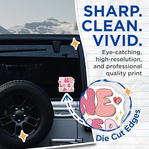 (2 Pack) One Loved Mama Stickers - Mom Quote - Mother's Day - 5" On Longest Side - Sticks to Smooth Flat Surfaces - Made in USA - BMCS7721