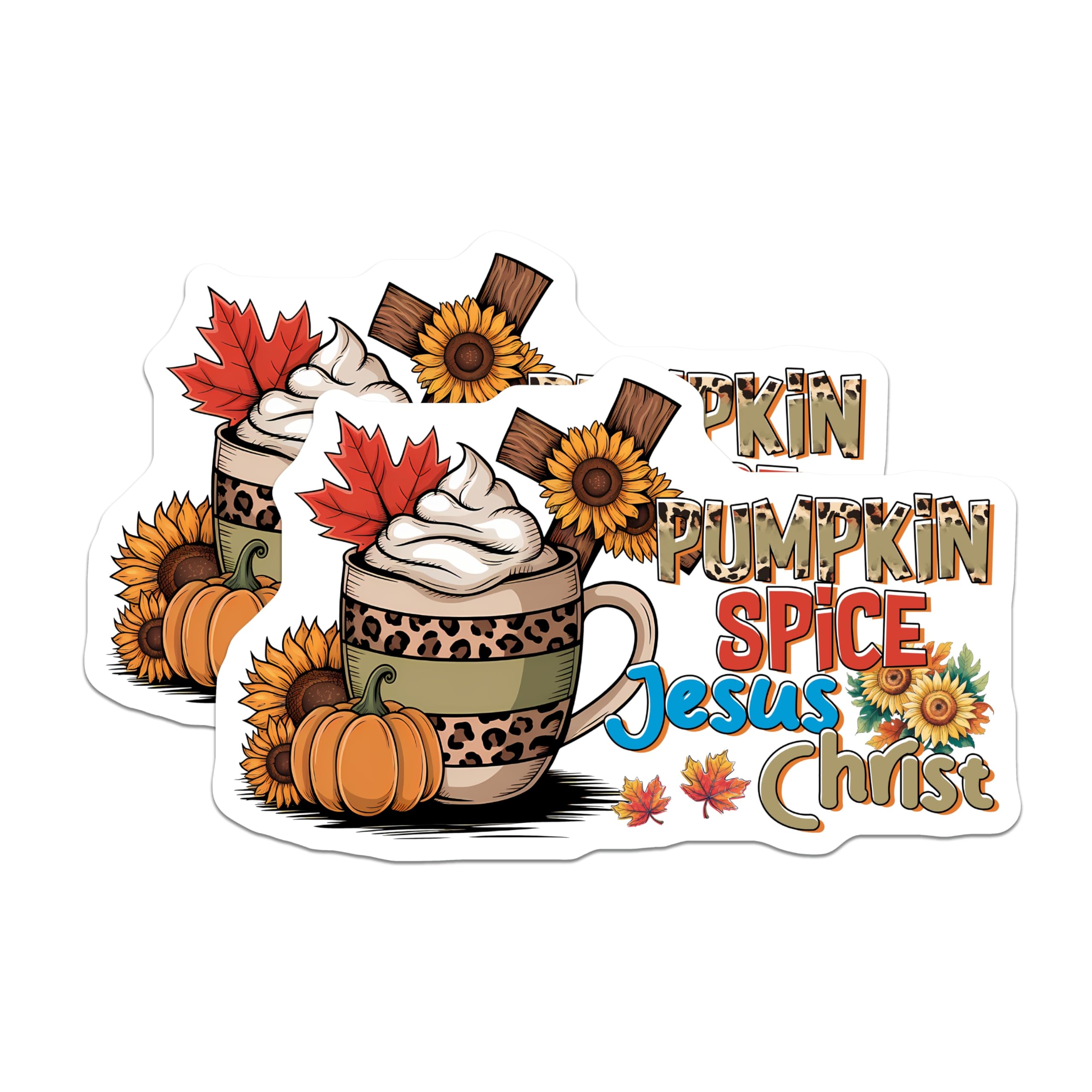 (2 Pack) Pumpkin Spice Jesus Christ Magnets - Fall Christian Decor - Faith Refrigerator Art - 5 Inches On Longest Side - Thick Durable Magnet - Made in USA - MAG27436