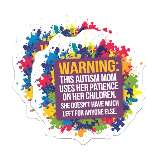 (2 Pack) Autism Mom Stickers - Funny Mom Quote - Autism Awareness Sticker - 5" On Longest Side - Sticks to Smooth Flat Surfaces - Made in USA - BMCS6647