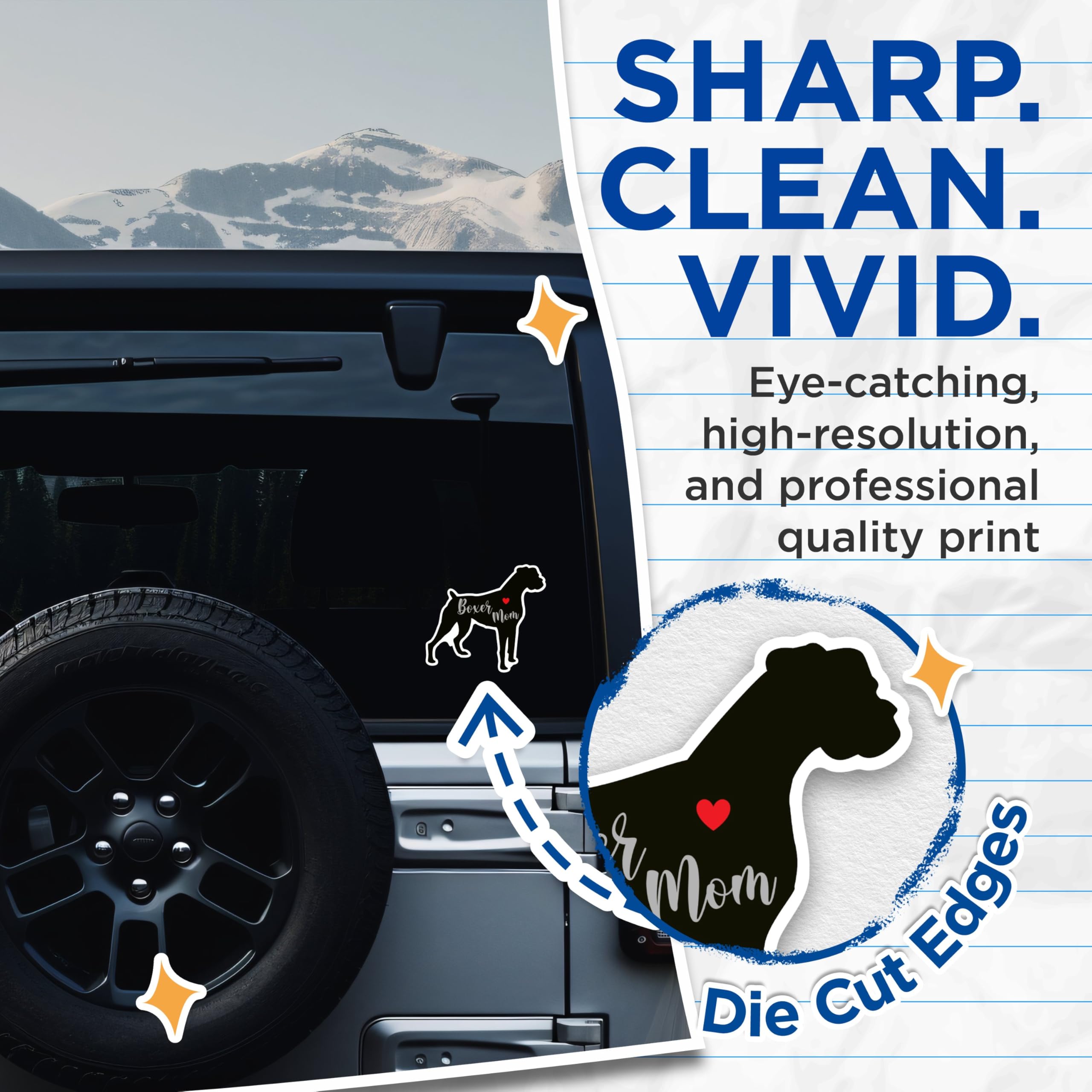 (2 Packs) Boxer Mom Stickers - Boxer Dog Breed Cute Decals - 5 Inches On Longest Side - Premium Vinyl Decal - Sticks to Any Smooth Flat Surface - Made in USA - BMCS2445
