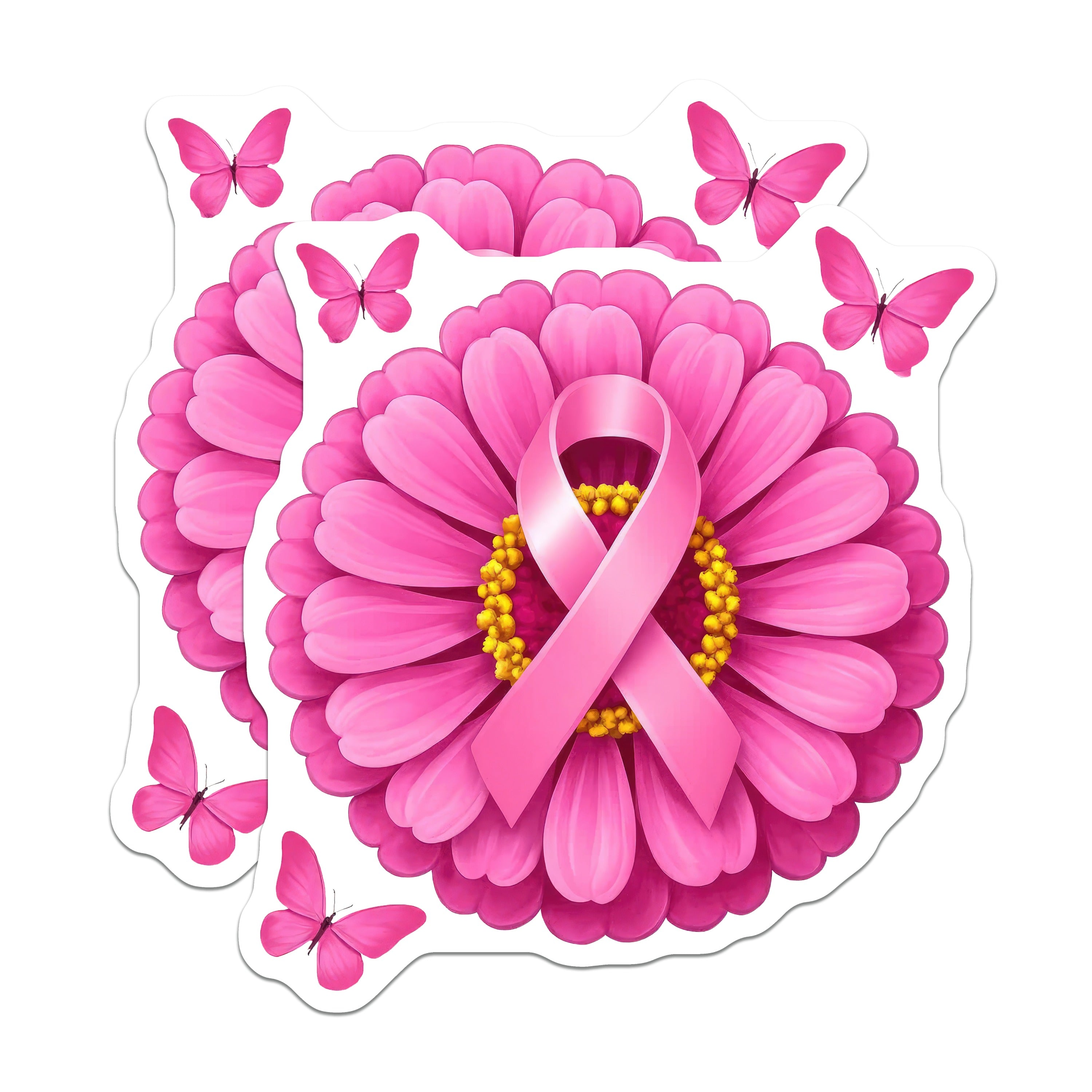 (2 Pack) Breast Cancer Awareness Magnets - Pink Ribbon Flower - Survivor Support Decor - 5 Inches On Longest Side - Thick Durable Magnet - Made in USA - MAG37990