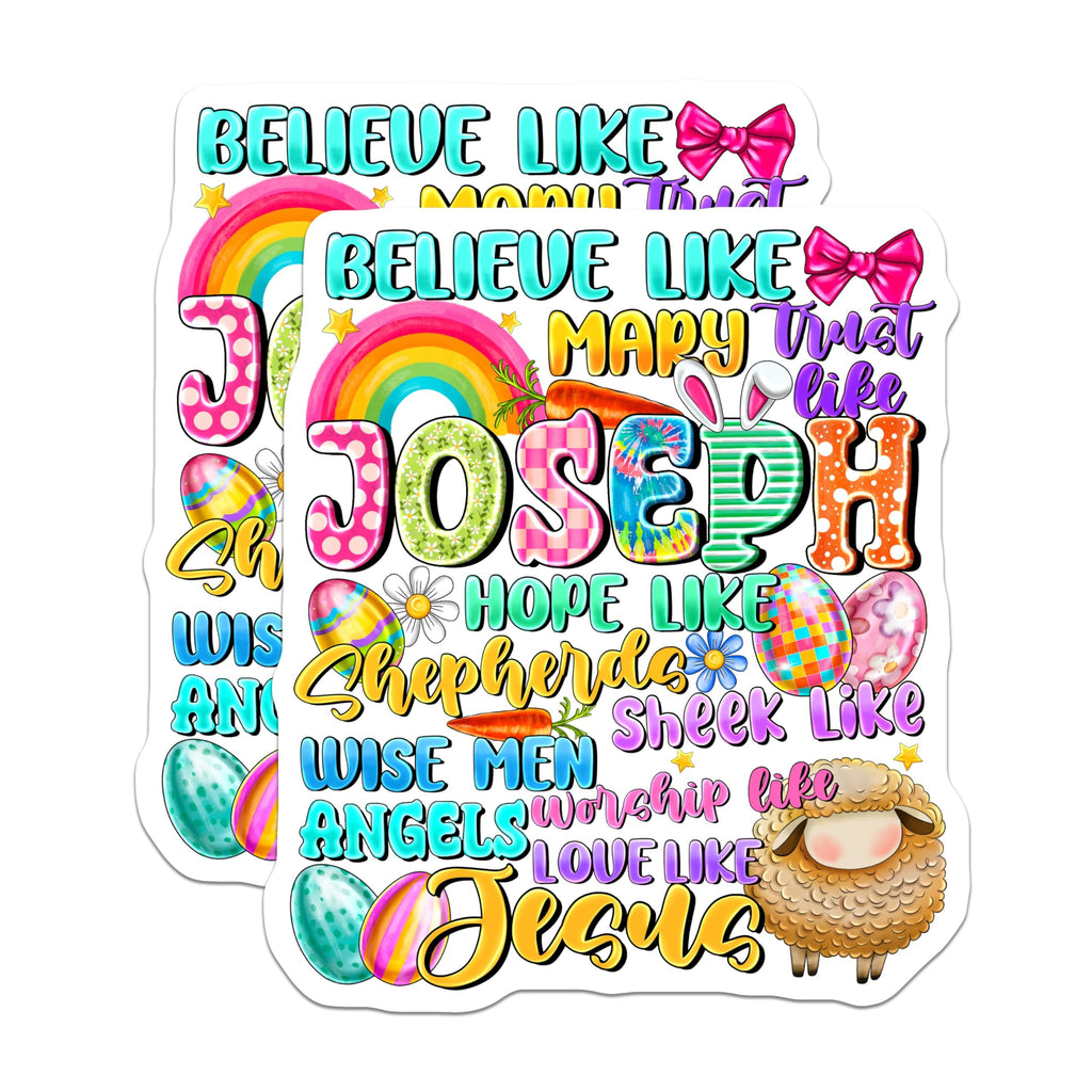 (2 Pack) Christian Inspirational Magnets - Easter Jesus Sheep Decor - Believe Trust Hope Love Sayings - 5 Inches On Longest Side - Thick Durable Magnet - Made in USA - MAG29777