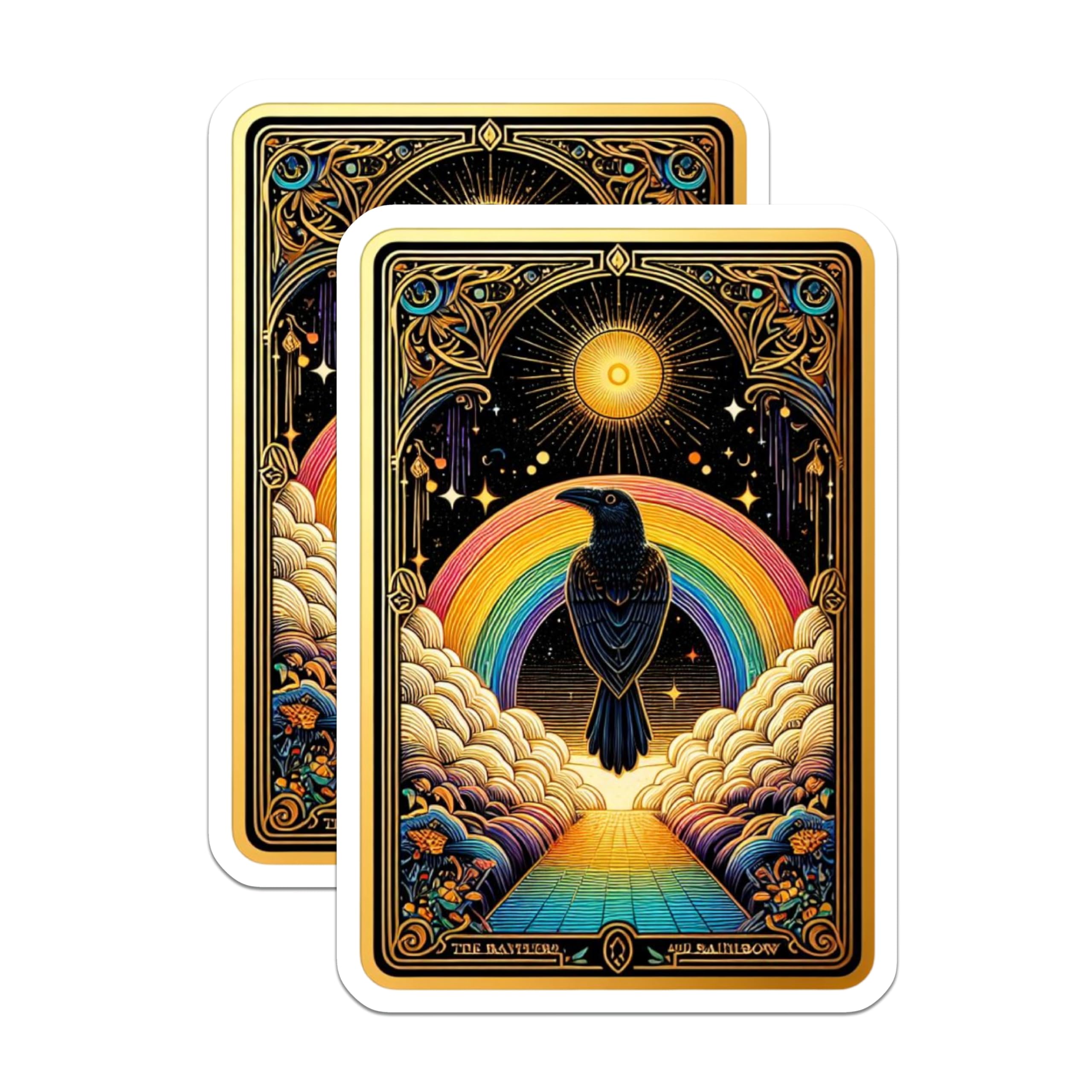 (2 Pack) Raven Rainbow Magnets - Celestial Sun Art - Mystic Fantasy Aesthetic Decor - 5 Inches On Longest Side - Thick Durable Magnet - Made in USA - MAG20231
