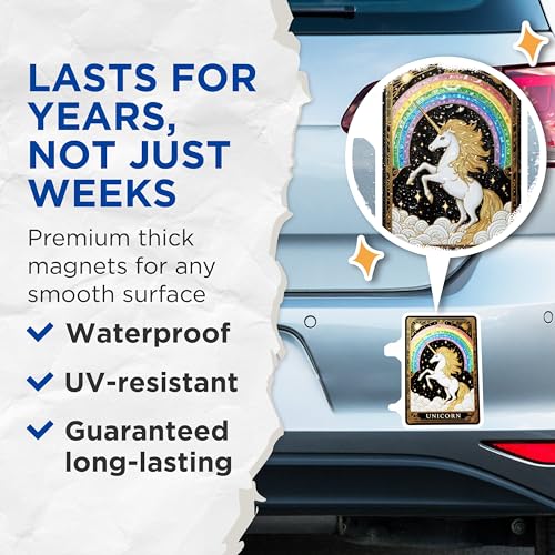 (2 Pack) Rainbow Unicorn Art Magnet - 5" On Longest Side - Sticks to Smooth Flat Surfaces - Made in USA - MAG10151