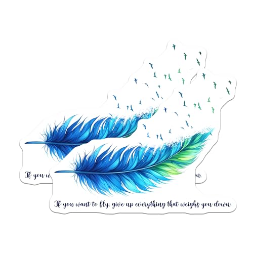 (2 Pack) Inspirational Quote Feather Magnets - 5" On Longest Side - for Cars, Fridges, Toolboxes - Made in USA - MAG7554