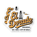 (2 Pack) El Dorado Arkansas Magnets - City of Gold Souvenir - Arkansas Travel Decor - 5" On Longest Side - Premium Magnet - for Cars, Refrigerators, Toolboxes, Lockers - Made in USA - MAG17797