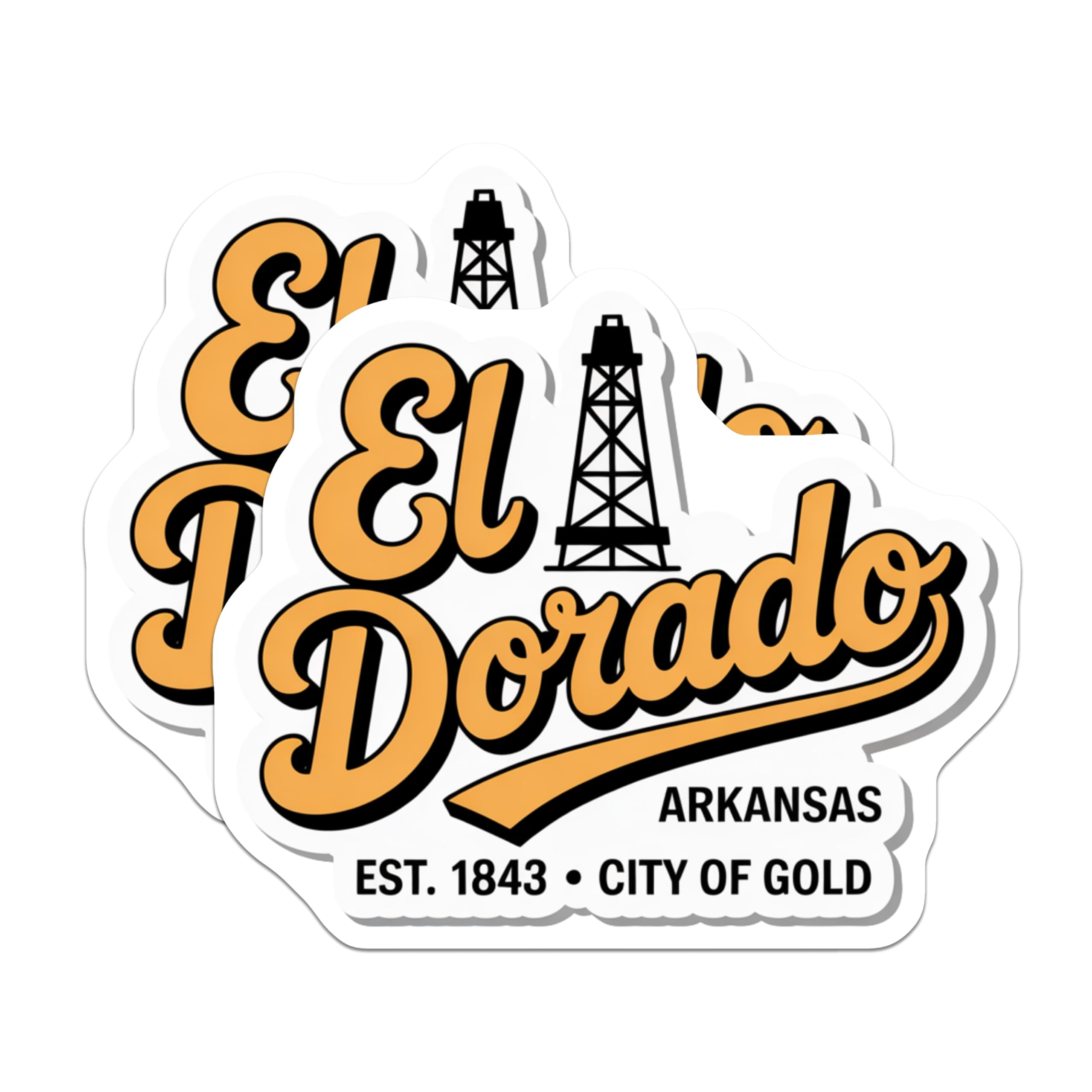 (2 Pack) El Dorado Arkansas Magnets - City of Gold Souvenir - Arkansas Travel Decor - 5" On Longest Side - Premium Magnet - for Cars, Refrigerators, Toolboxes, Lockers - Made in USA - MAG17797