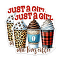 (2 Pack) Just a Girl Who Loves Coffee Magnets - Cute Coffee Theme - 5" On Longest Side - for Cars, Fridges, Toolboxes - Made in USA - MAG7535