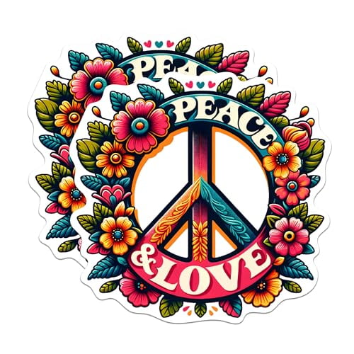 (2 Pack) Peace and Love Magnets - Peace and Unity Empowerment Magnet - 5" On Longest Side - Premium Magnet - for Cars, Refrigerators, Toolboxes, Lockers - Made in USA - MAG1699