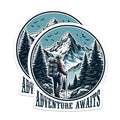 (2 Pack) Adventure Awaits Magnets - Hiking Mountain Magnets - Outdoorsy Magnets - 5" On Longest Side - for Cars, Refrigerators, Toolboxes, Lockers - Made in USA BMCS3264