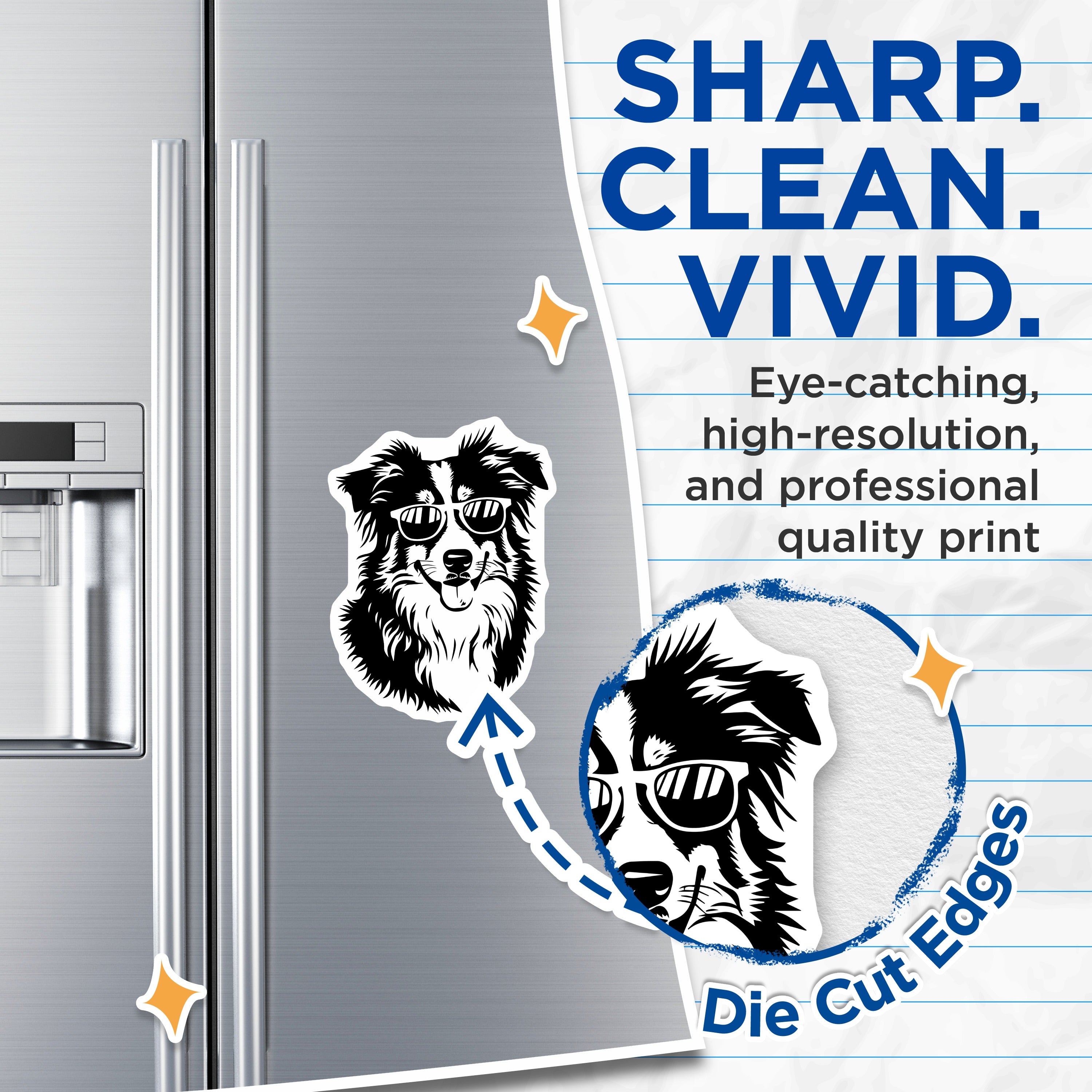 (2 Pack) Cool Dog Magnets - Sunglasses Aussie Fridge Decor - Dog Mom Pet Parent Refrigerator Accent - 5 Inches On Longest Side - Thick Durable Magnet - Made in USA - MAG36271