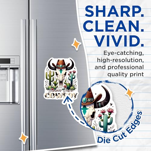 (2 Pack) Summer Down Cowboy Magnets - Western Skull - Cactus and Hat - Rustic Western Decor - 5" On Longest Side - for Cars, Refrigerators, Toolboxes, Lockers - Made in USA BMCS3145