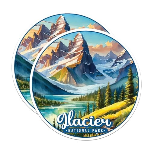 (2 Pack) Glacier National Park Bumper Magnet - US National Park - Choose from 63 Parks - 5" On Longest Side - Decal for Car Bumper, Laptop, Water Bottle, Wall, and Window - MAG1579