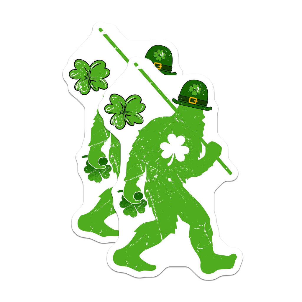 (2 Pack) Bigfoot Leprechaun Magnets - St Patricks Day Decor - Shamrock Sasquatch Art - 5 Inches On Longest Side - Thick Durable Magnet - Made in USA - MAG20947