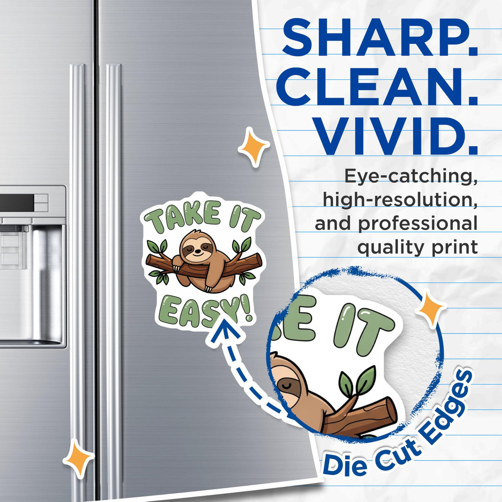 (2 Pack) Sloth Magnets - Take It Easy Sloth - Relaxing Animal Decor - Funny Refrigerator Art - 5 Inches On Longest Side - Thick Durable Magnet - Made in USA - MAG22108