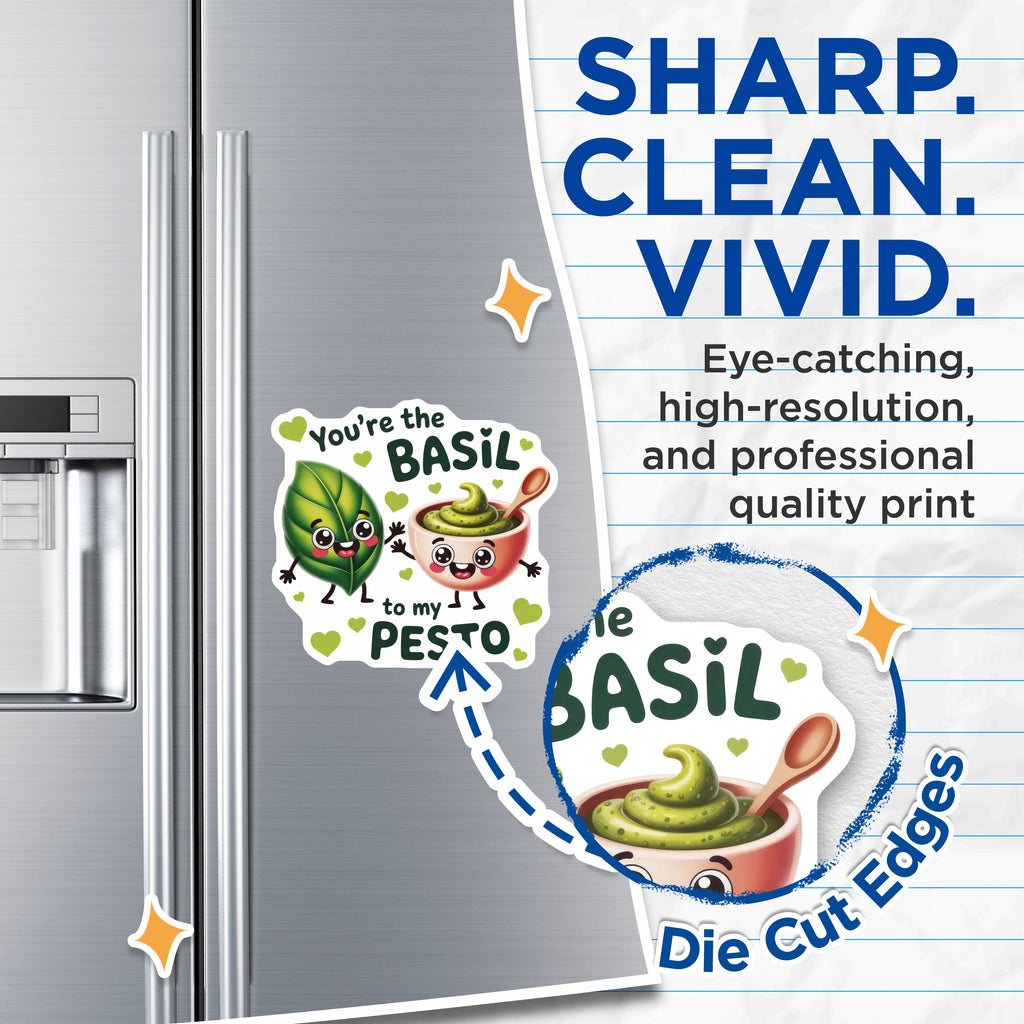 (2 Pack) Basil Pesto Magnets - Funny Food Pun - Couple Kitchen Decor - Friendship Humor - Italian Cuisine Lover - 5 Inches On Longest Side - Thick Durable Magnet - Made in USA - MAG36490