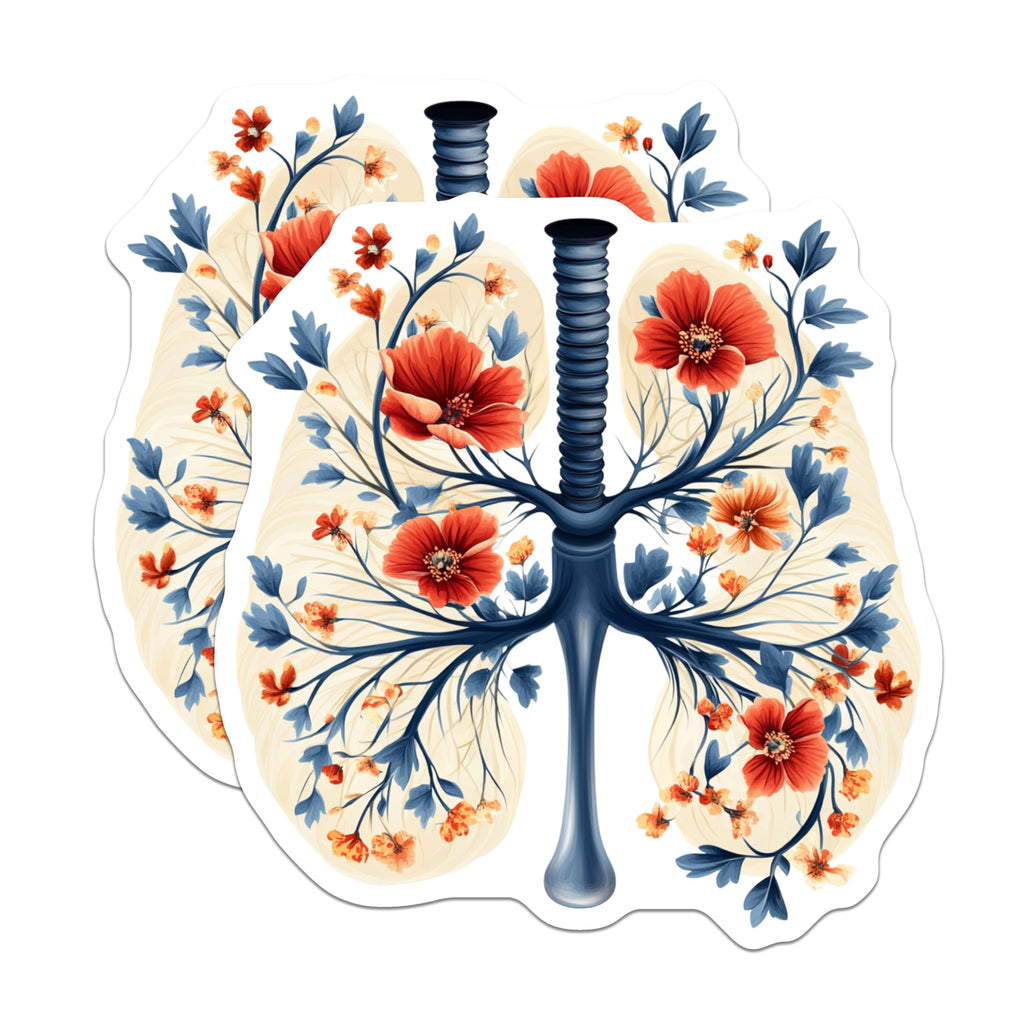 (2 Pack) Floral Lungs Magnets - Anatomical Art Decor - Respiratory System Medical Student - 5 Inches On Longest Side - Thick Durable Magnet - Made in USA - MAG30583