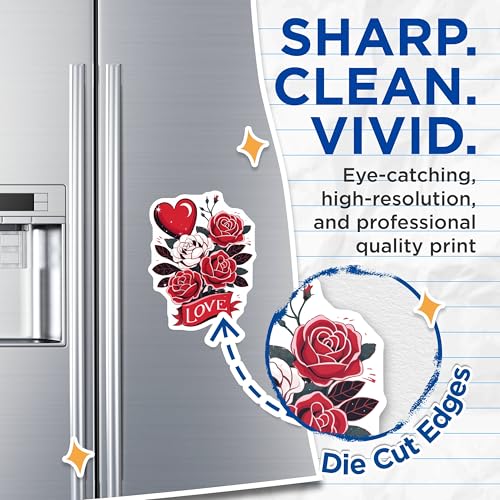 (2 Pack) Love Heart Rose Magnets - Floral Romance Magnets - Red Rose Heart Magnets - Love Magnet Set - 5" On Longest Side - for Cars, Refrigerators, Toolboxes, Lockers - Made in USA BMCS3475