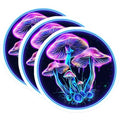(3 Pack) Psychedelic Mushroom Decals - Neon Fungi Stickers - Laptop Hydroflask Decals- 3 Inches On Longest Side - Easy Peel & Apply - Made in USA - 3MCS5812