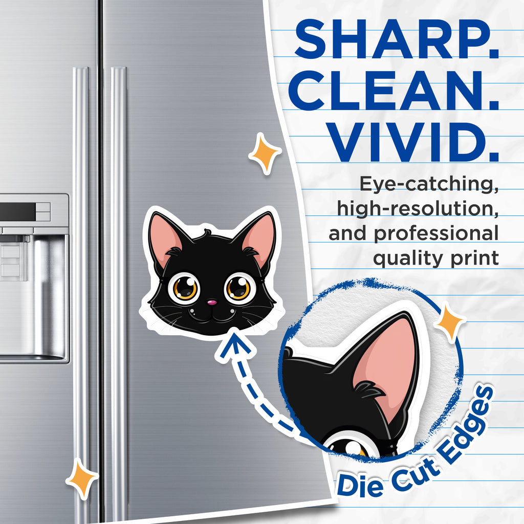 (2 Pack) Cute Black Cat Magnets - Kawaii Kitty Decor - Pet Lover Refrigerator Accent - 5 Inches On Longest Side - Thick Durable Magnet - Made in USA - MAG39465