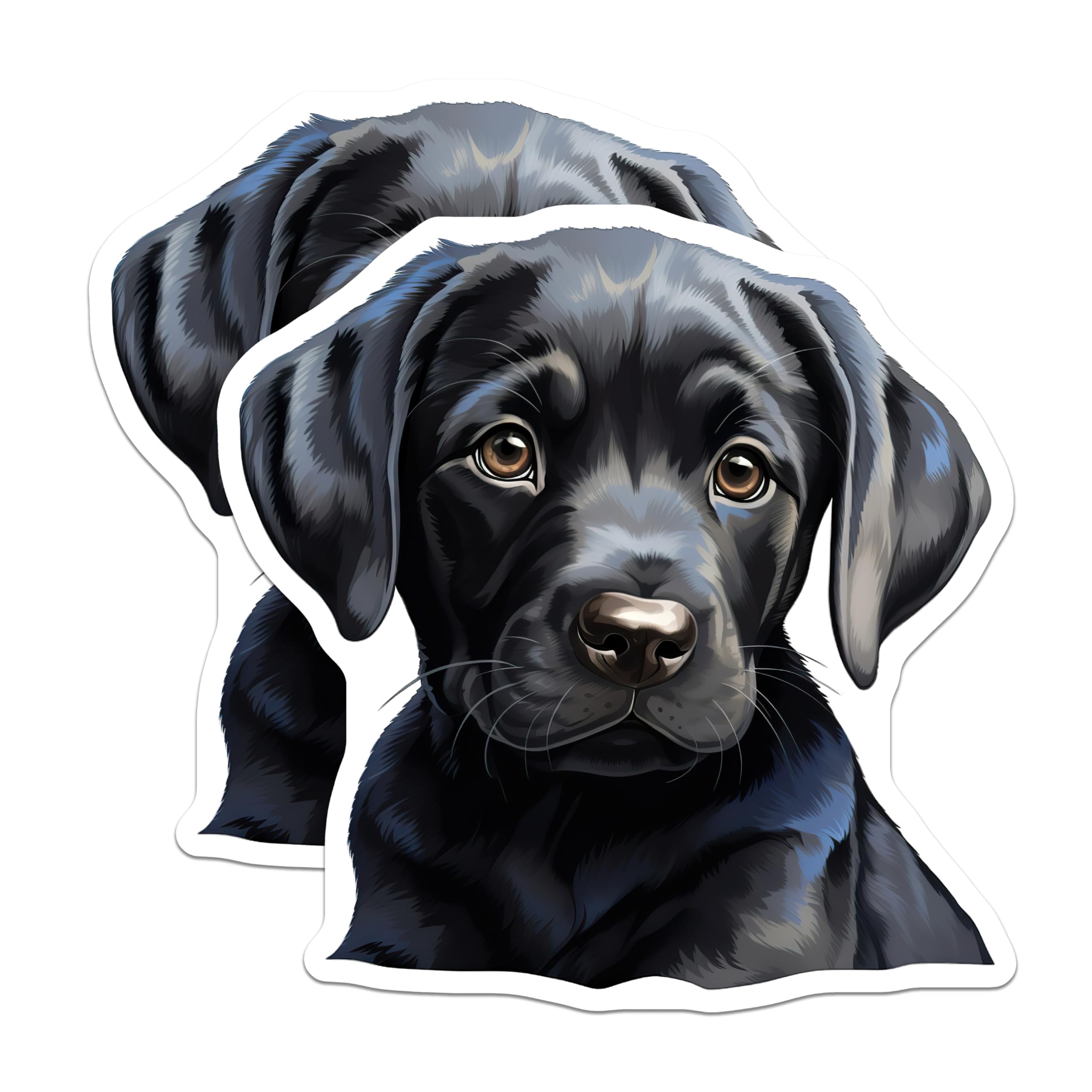 (2 Pack) Black Lab Puppy Magnets - Labrador Retriever Decor - Dog Lover Refrigerator Art - 5 Inches On Longest Side - Thick Durable Magnet - Made in USA - MAG23948