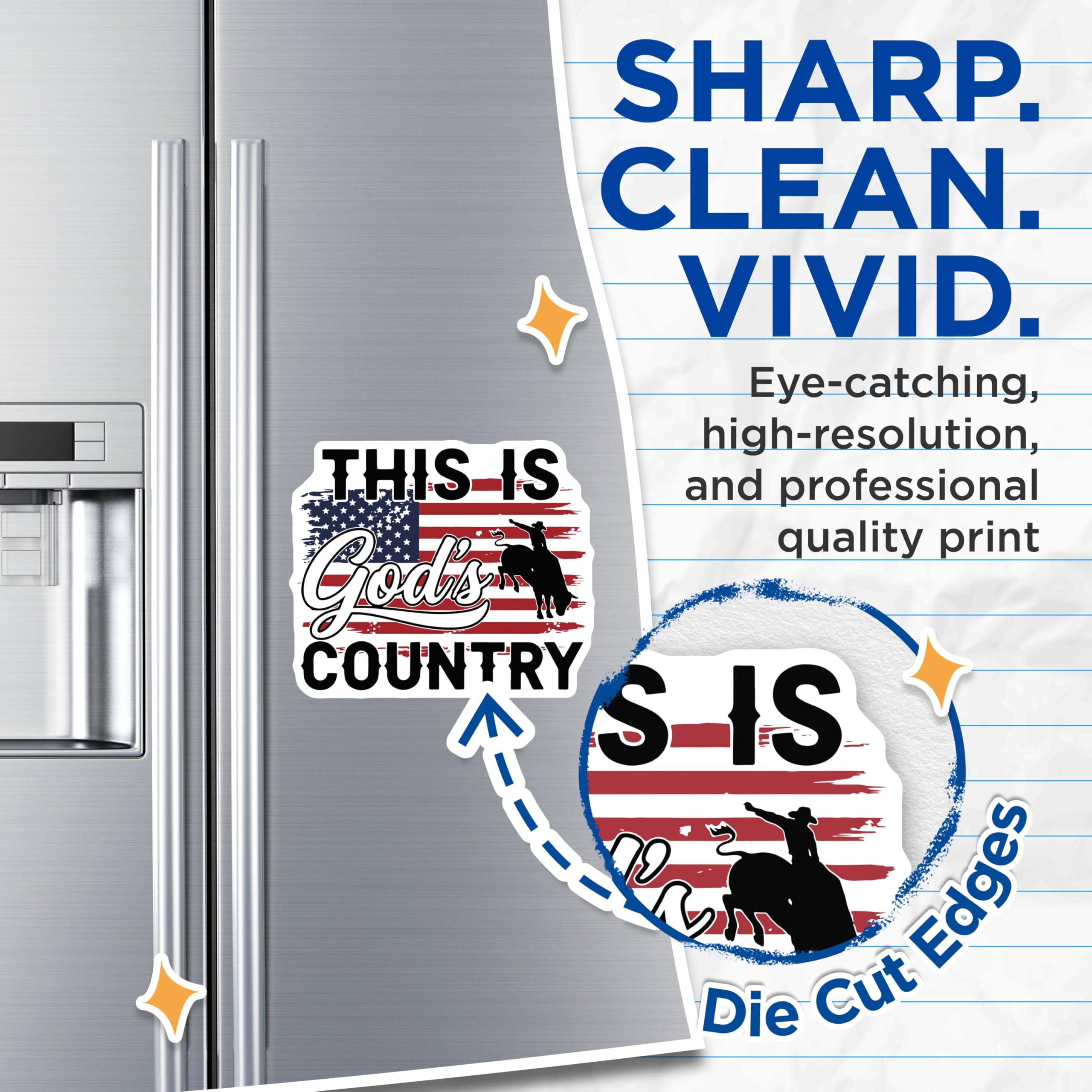 (2 Pack) Rodeo Magnets - American Flag Design - This is God's Country - 5" On Longest Side - Premium Magnet - for Cars, Refrigerators, Toolboxes, Lockers - Made in USA - MAG16019