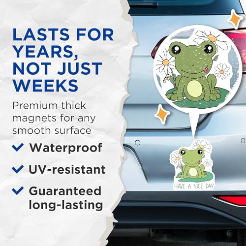 (2 Pack) Frog Magnets - Cute Frog - Inspirational Quote Magnets - Have a Nice Day - Fun Animal Magnets - 5" On Longest Side - for Cars, Fridges, Toolboxes - Made in USA - MAG6574