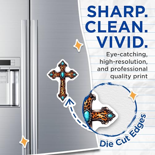 (2 Pack) Leopard Print Cross Magnets Magnets - Animal Print DÃƒÂ©cor - Southwestern Kitchen Decoration - 5" On Longest Side - Made in USA - Sticks to Refrigerators & Metal Surfaces - MAG8731