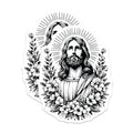 (2 Pack) Religious Art Stickers - Jesus Christ Sticker Decal - Inspirational Faith Stickers - 5" On Longest Side - Sticks to Smooth Flat Surfaces - Made in USA - BMCS7312
