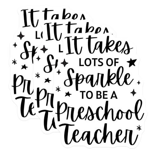 (3 Pack) Preschool Teacher Decals - Sparkle - Teacher Appreciation - 3 Inches On Longest Side - Easy Peel & Apply - Made in USA - 3MCS4572