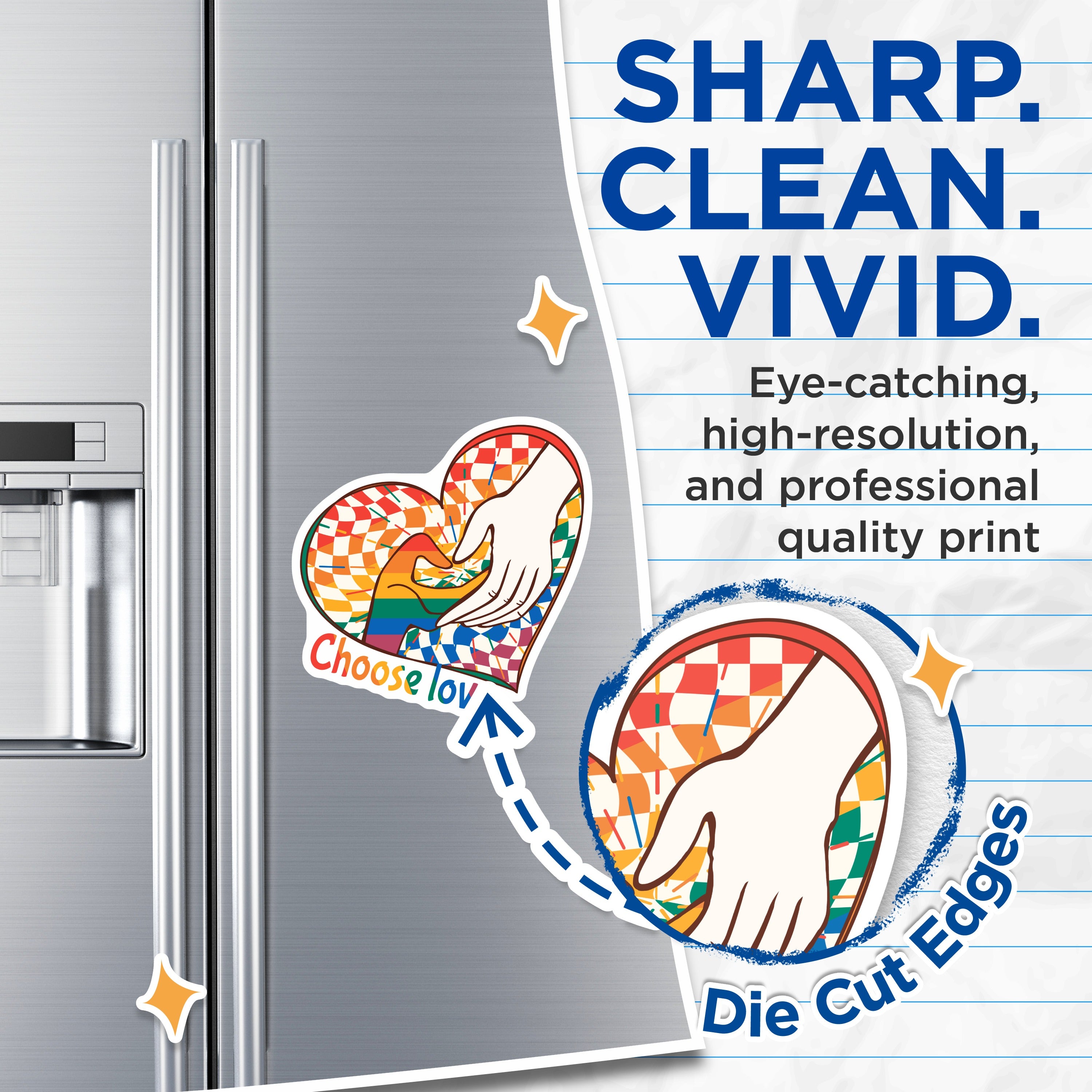 (2 Pack) Choose Love Magnets - LGBTQ+ Pride Decor - Rainbow Heart Hands Fridge Accessory - 5 Inches On Longest Side - Thick Durable Magnet - Made in USA - MAG37940