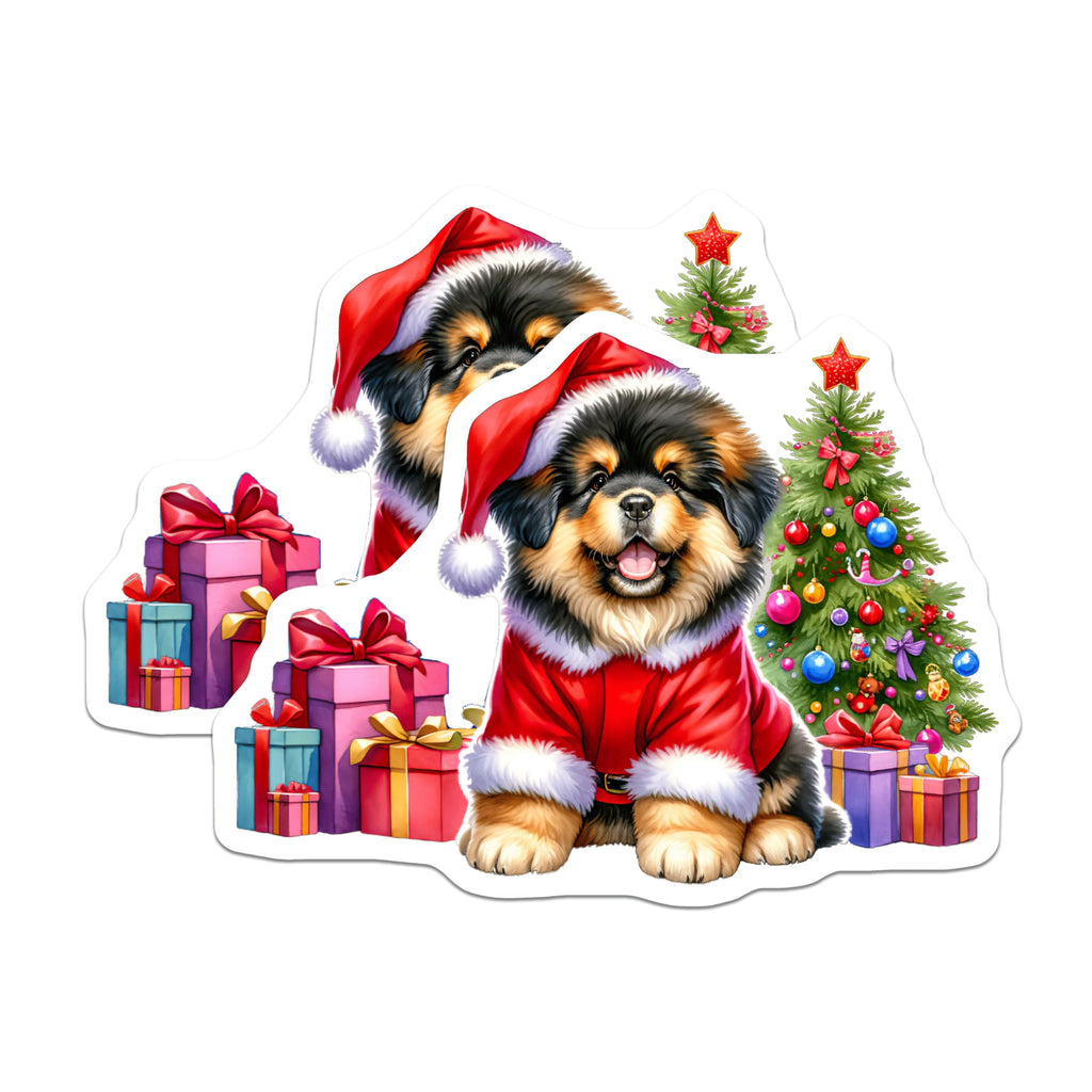 (2 Pack) Christmas Puppy Magnets - Santa Dog Decor - Holiday Kitchen Accents for Pet Lovers - 5 Inches On Longest Side - Thick Durable Magnet - Made in USA - MAG30294