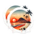 (2 Pack) Sunset Beach Magnets - Tropical Island Decor - Ocean View Art - 5" On Longest Side - Premium Magnet - for Cars, Refrigerators, Toolboxes, Lockers - Made in USA - MAG14146