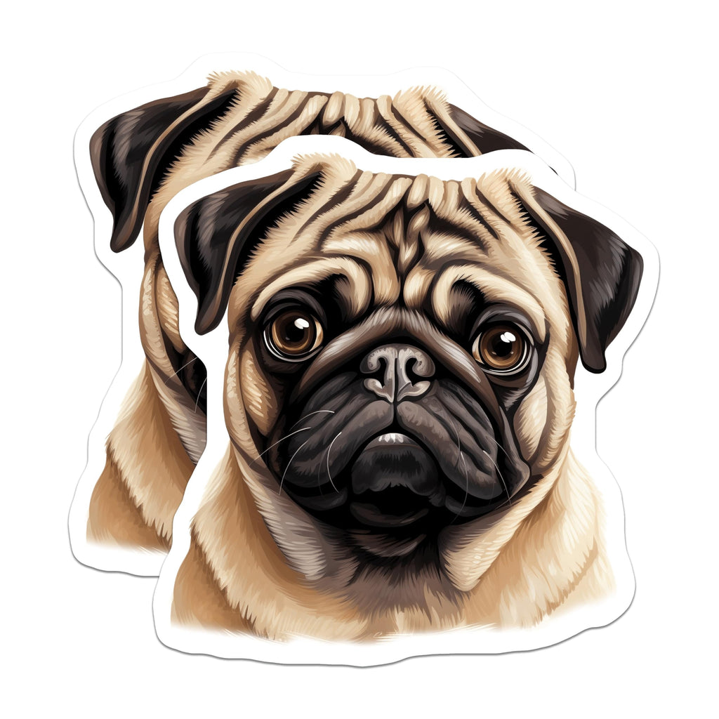 (2 Pack) Pug Dog Magnets - Cute Pet Owner Decor - Animal Lover Refrigerator Magnet - 5 Inches On Longest Side - Thick Durable Magnet - Made in USA - MAG30351